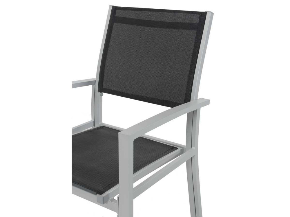 Tuinstoel fauteuil stoel tuin aluminium/textileen "Tropic" - Phoenix - Zwart - Set 2 stuks