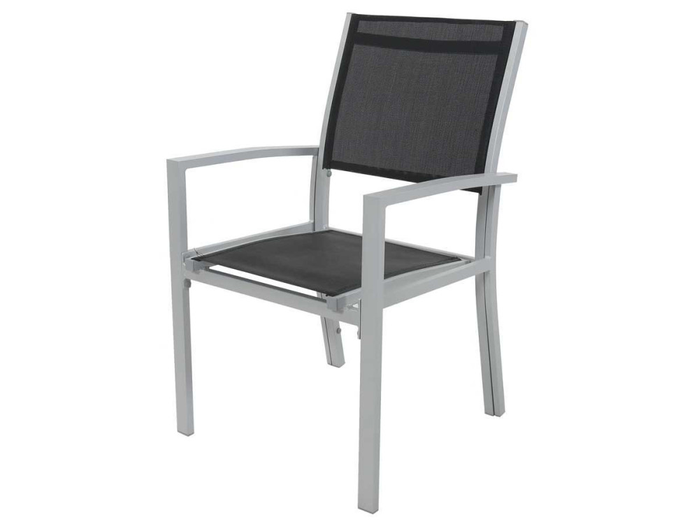 Tuinstoel fauteuil stoel tuin aluminium/textileen "Tropic" - Phoenix - Zwart - Set 2 stuks