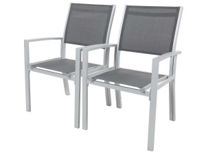 Tuinstoel fauteuil stoel tuin aluminium/textileen "Tropic" - Phoenix - Grijs Donkergrijs - Set 2 stuks