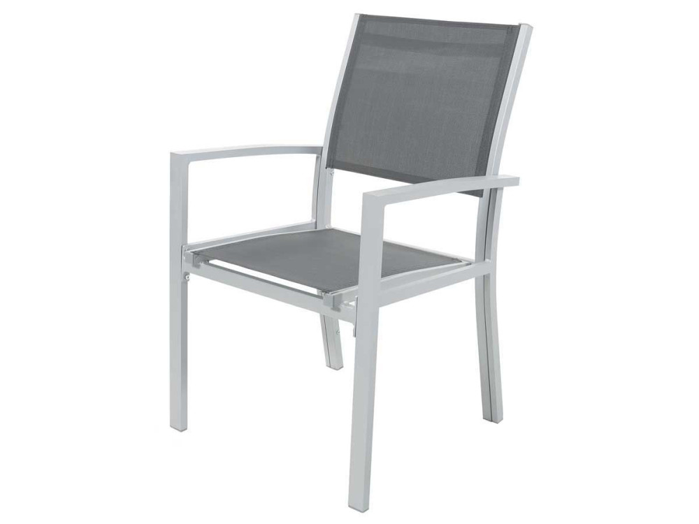 Tuinstoel fauteuil stoel tuin aluminium/textileen "Tropic" - Phoenix - Grijs Donkergrijs - Set 2 stuks