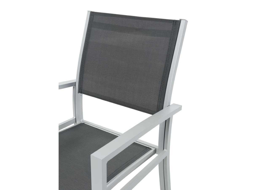Tuinstoel fauteuil stoel tuin aluminium/textileen "Tropic" - Phoenix - Grijs Donkergrijs - Set 2 stuks