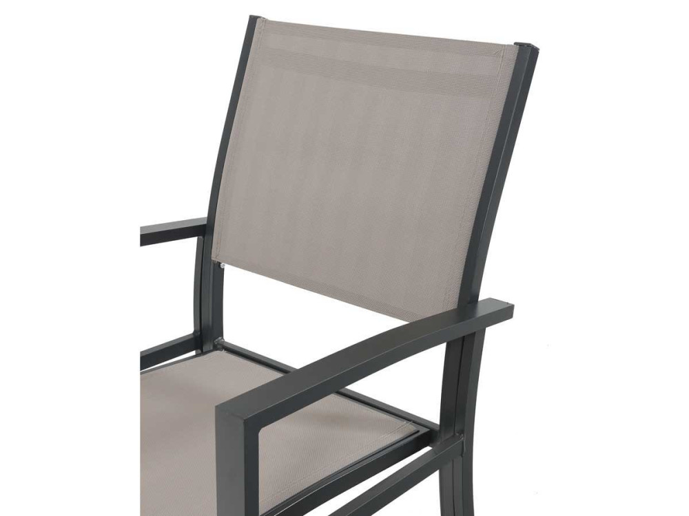 Tuinstoel fauteuil stoel tuin aluminium/textileen "Tropic" - Phoenix - Taupe - grijs bruin - Set 2 stuks