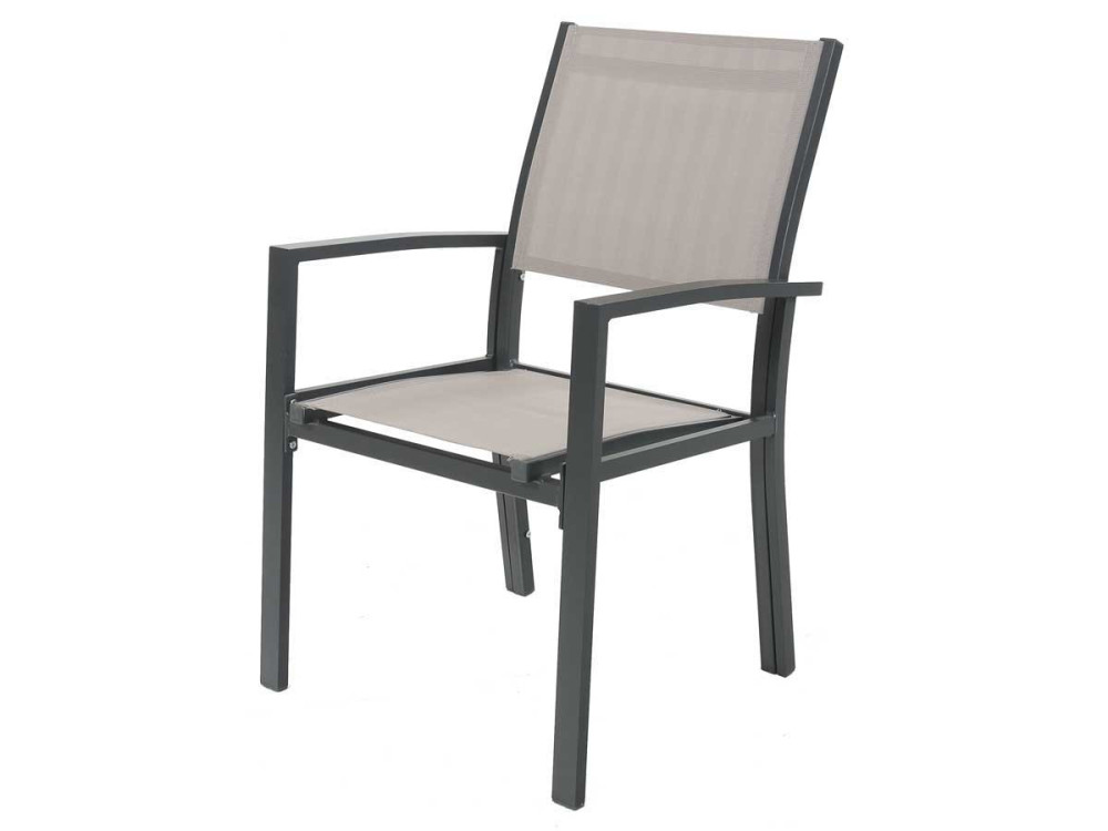 Tuinstoel fauteuil stoel tuin aluminium/textileen "Tropic" - Phoenix - Taupe - grijs bruin - Set 2 stuks