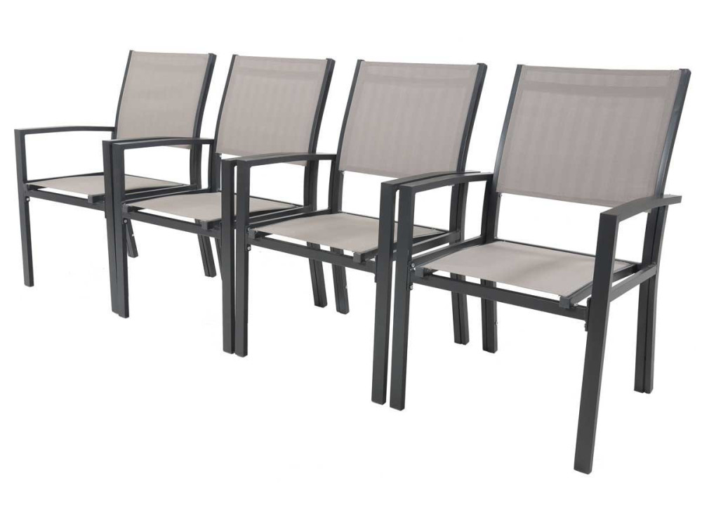 Tuinstoel fauteuil stoel tuin aluminium/textileen "Tropic" - Phoenix - Taupe - grijs bruin - Set 2 stuks