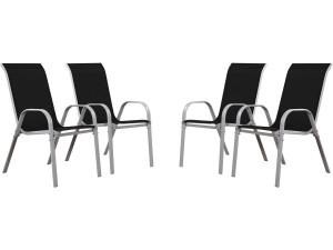 Tuinstoel "Cordoba" stoel fauteuil outdoor textileen - Phoenix - Zwart - Set 4 stuks