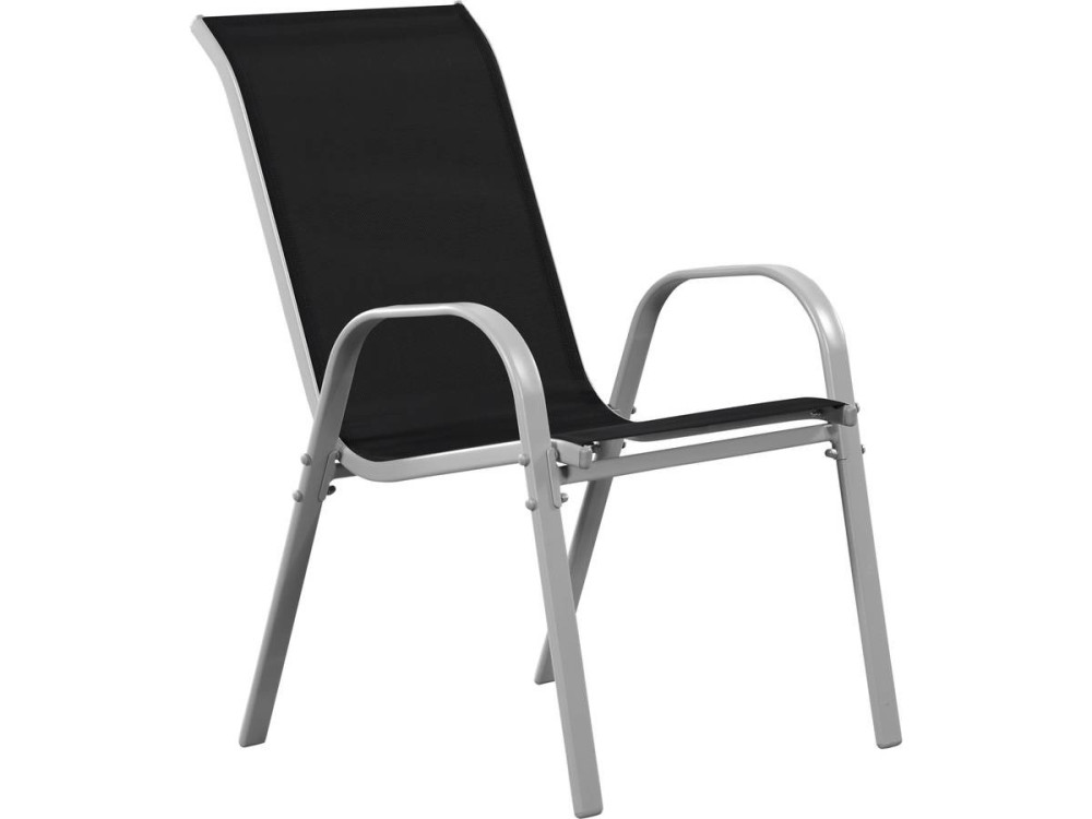 Tuinstoel "Cordoba" stoel fauteuil outdoor textileen - Phoenix - Zwart - Set 4 stuks