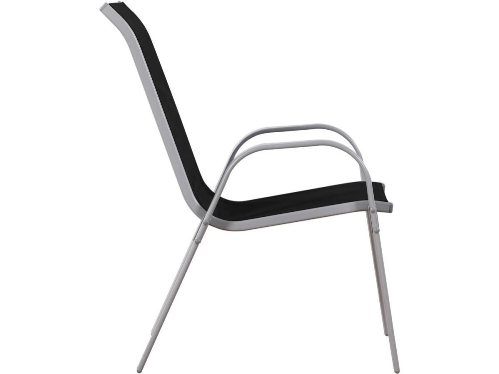 Tuinstoel "Cordoba" stoel fauteuil outdoor textileen - Phoenix - Zwart - Set 4 stuks
