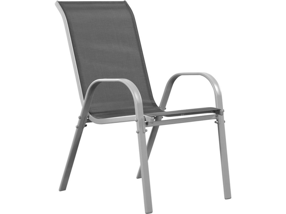 Tuinstoel "Cordoba" stoel fauteuil outdoor textileen - Phoenix - Donkergrijs / Zilver - Set 4 stuks