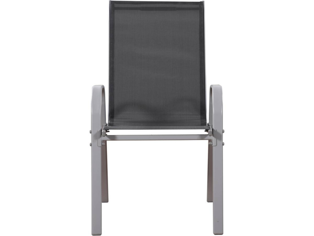 Tuinstoel "Cordoba" stoel fauteuil outdoor textileen - Phoenix - Donkergrijs / Zilver - Set 4 stuks