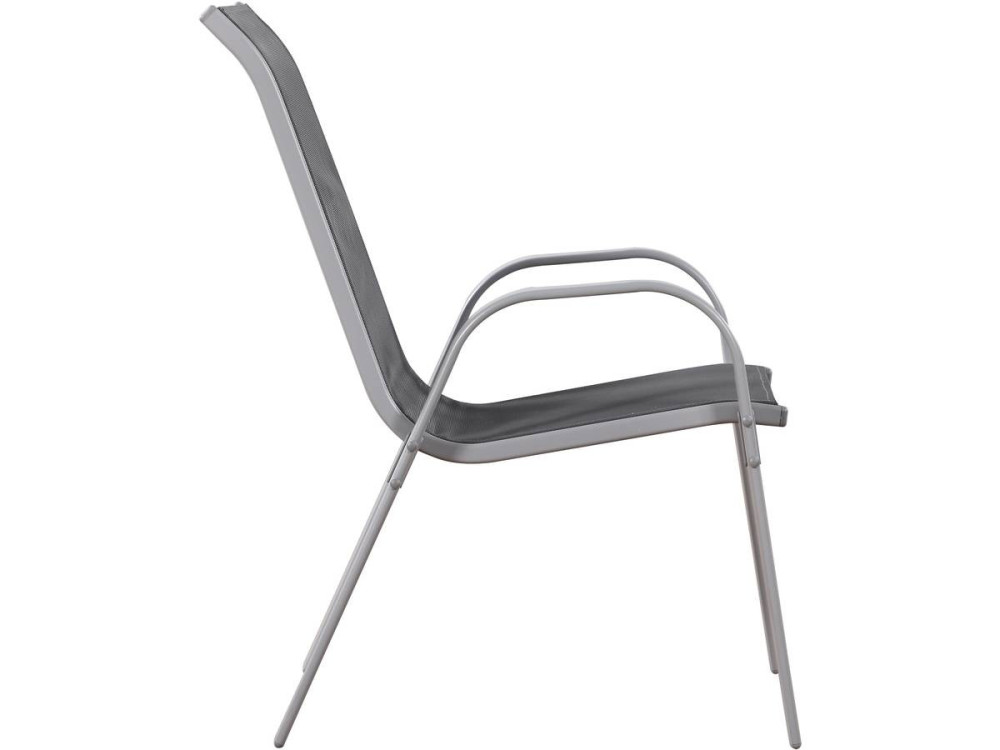 Tuinstoel "Cordoba" stoel fauteuil outdoor textileen - Phoenix - Donkergrijs / Zilver - Set 4 stuks