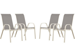 Tuinstoel "Cordoba" stoel fauteuil outdoor textileen - Phoenix - Grijs lichtgrijs - Set 4 stuks