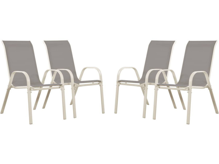 Tuinstoel "Cordoba" stoel fauteuil outdoor textileen - Phoenix - Grijs lichtgrijs - Set 4 stuks