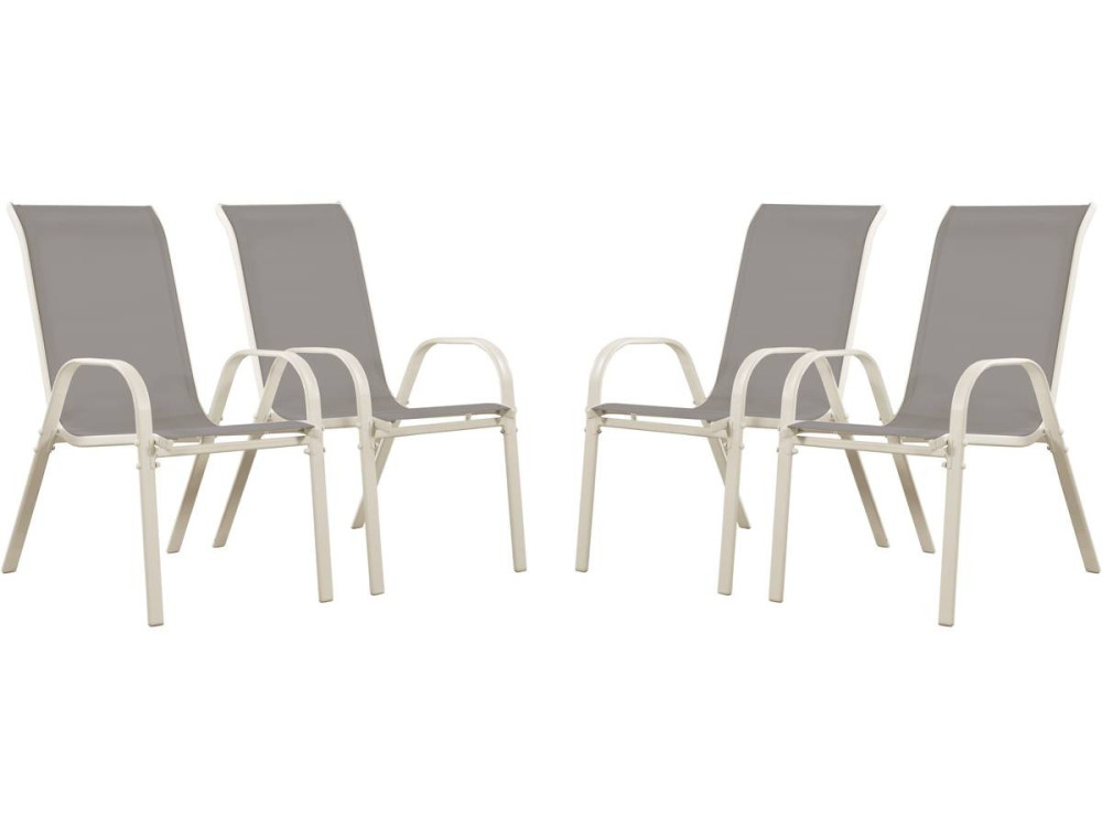 Tuinstoel "Cordoba" stoel fauteuil outdoor textileen - Phoenix - Grijs lichtgrijs - Set 4 stuks
