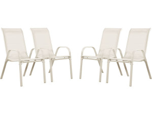 Tuinstoel "Cordoba" stoel fauteuil outdoor textileen - Phoenix - Ecru  - Set 4 stuks
