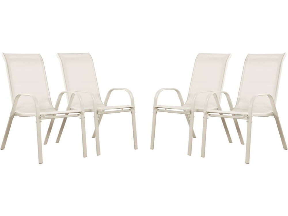 Tuinstoel "Cordoba" stoel fauteuil outdoor textileen - Phoenix - Ecru  - Set 4 stuks