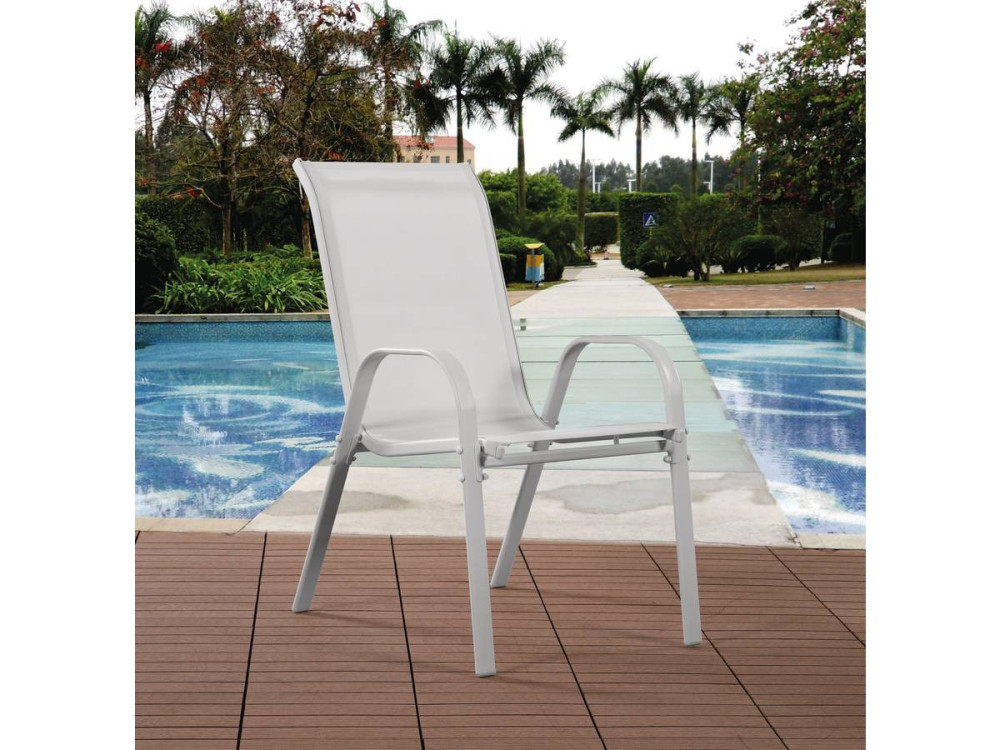 Tuinstoel "Cordoba" stoel fauteuil outdoor textileen - Phoenix - Ecru  - Set 4 stuks