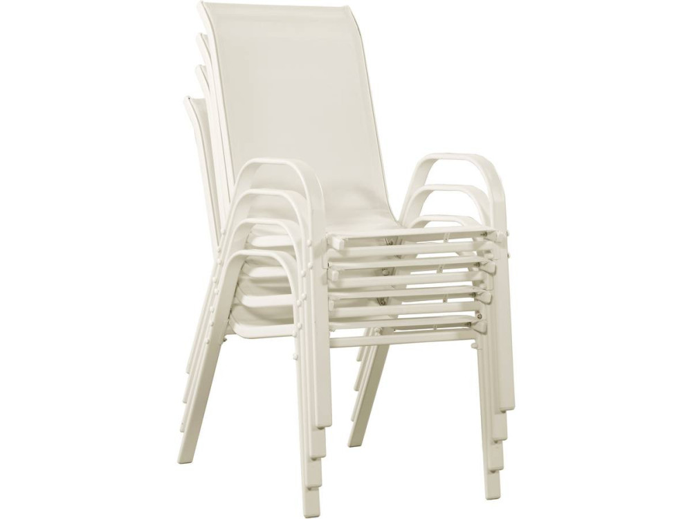 Tuinstoel "Cordoba" stoel fauteuil outdoor textileen - Phoenix - Ecru  - Set 4 stuks