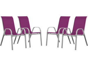 Tuinstoel "Cordoba" stoel fauteuil outdoor textileen - Phoenix - Rose - Set 4 stuks