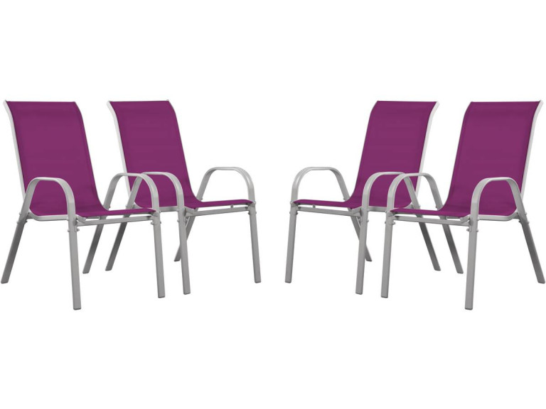 Tuinstoel "Cordoba" stoel fauteuil outdoor textileen - Phoenix - Rose - Set 4 stuks