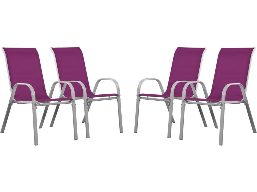 Tuinstoel "Cordoba" stoel fauteuil outdoor textileen - Phoenix - Rose - Set 4 stuks