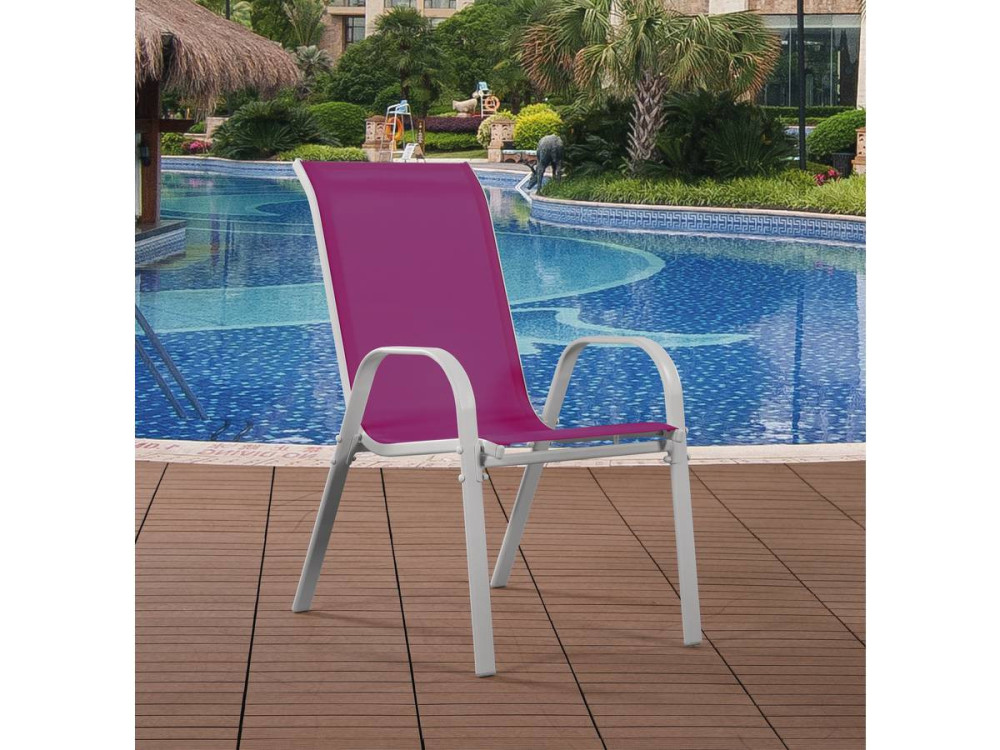 Tuinstoel "Cordoba" stoel fauteuil outdoor textileen - Phoenix - Rose - Set 4 stuks