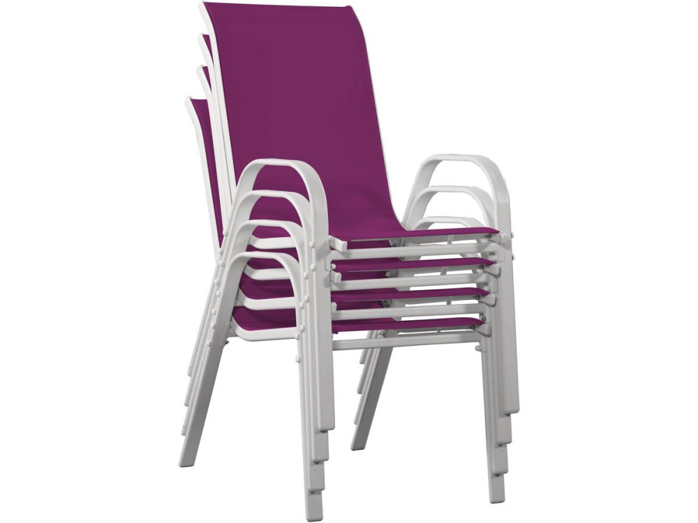Tuinstoel "Cordoba" stoel fauteuil outdoor textileen - Phoenix - Rose - Set 4 stuks