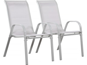 Tuinstoel "Cordoba" stoel fauteuil outdoor textileen - Phoenix - Grijs lichtgrijs - Set 2 stuks