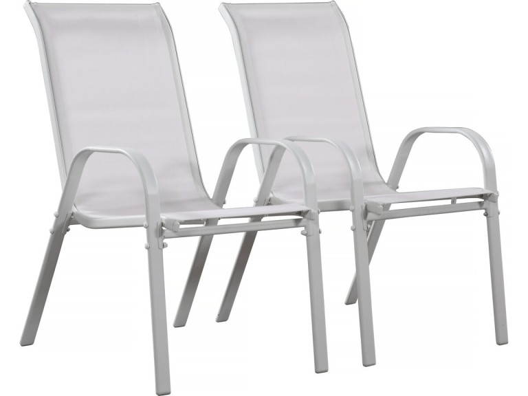 Tuinstoel "Cordoba" stoel fauteuil outdoor textileen - Phoenix - Grijs lichtgrijs - Set 2 stuks
