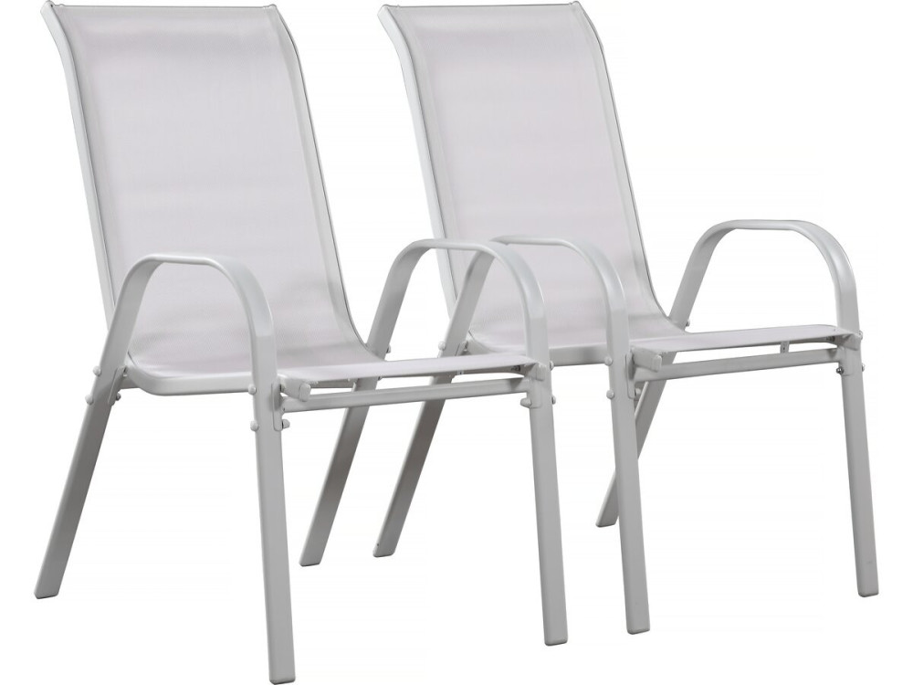Tuinstoel "Cordoba" stoel fauteuil outdoor textileen - Phoenix - Grijs lichtgrijs - Set 2 stuks
