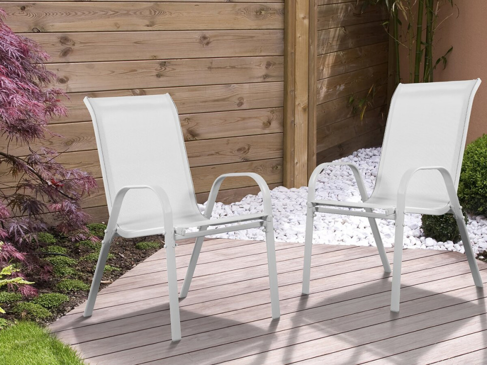 Tuinstoel "Cordoba" stoel fauteuil outdoor textileen - Phoenix - Grijs lichtgrijs - Set 2 stuks