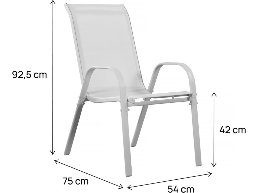 Tuinstoel "Cordoba" stoel fauteuil outdoor textileen - Phoenix - Grijs lichtgrijs - Set 2 stuks