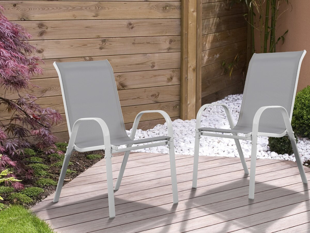 Tuinstoel "Cordoba" stoel fauteuil outdoor textileen - Phoenix - Ecru - Set 2 stuks