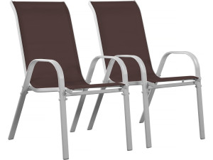 Tuinstoel "Cordoba" stoel fauteuil outdoor textileen - Phoenix - Taupe - grijs bruin - Set 2 stuks