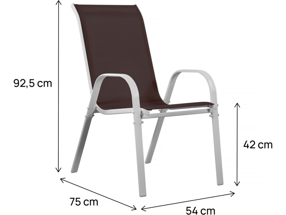 Tuinstoel "Cordoba" stoel fauteuil outdoor textileen - Phoenix - Taupe - grijs bruin - Set 2 stuks