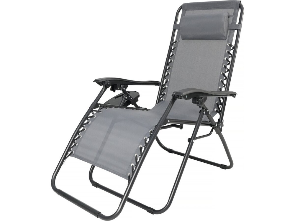 Tuinstoel relax stoel tuin verstelbaar zero gravity loungestoel "Sintra" - Grijs