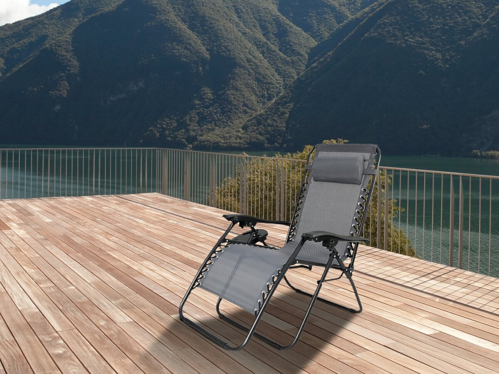 Tuinstoel relax stoel tuin verstelbaar zero gravity loungestoel "Sintra" - Grijs