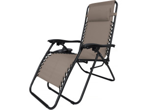 Tuinstoel relax stoel tuin verstelbaar zero gravity loungestoel "Sintra" - Taupe - grijs bruin