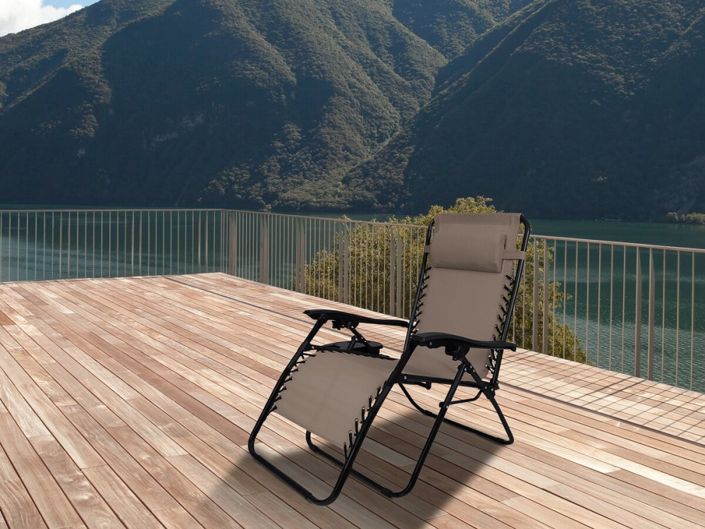 Tuinstoel relax stoel tuin verstelbaar zero gravity loungestoel "Sintra" - Taupe - grijs bruin