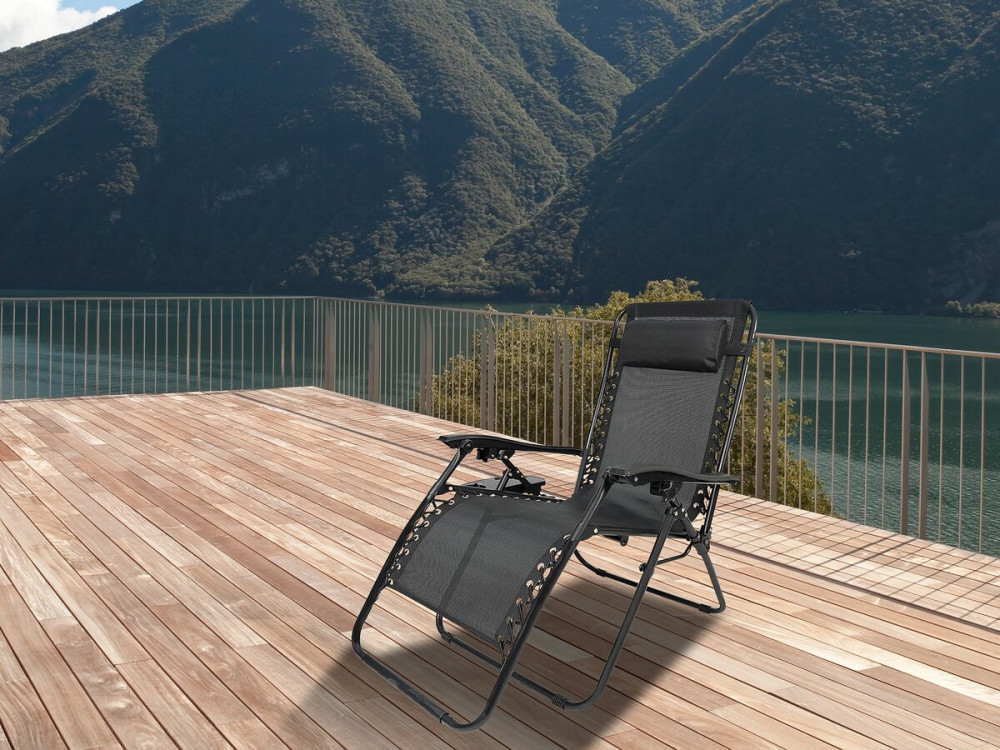 Tuinstoel relax stoel tuin verstelbaar zero gravity loungestoel "Sintra" - Zwart
