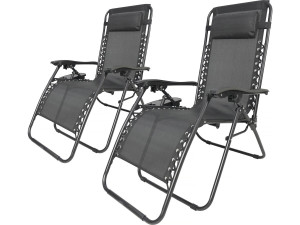 Tuinstoel set 2 relax stoelen tuin verstelbaar zero gravity loungestoel "Sintra" - Zwart