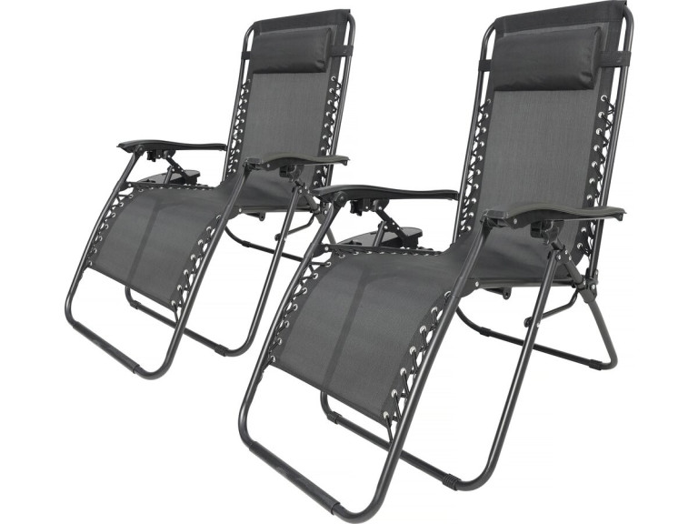 Tuinstoel set 2 relax stoelen tuin verstelbaar zero gravity loungestoel "Sintra" - Zwart