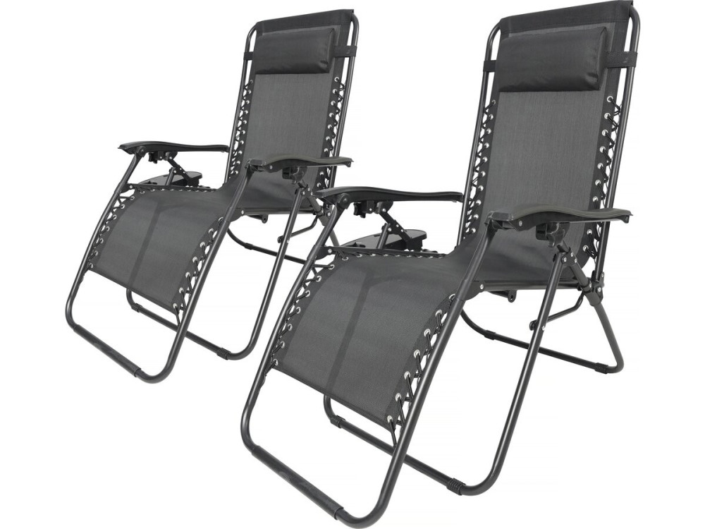 Tuinstoel set 2 relax stoelen tuin verstelbaar zero gravity loungestoel "Sintra" - Zwart