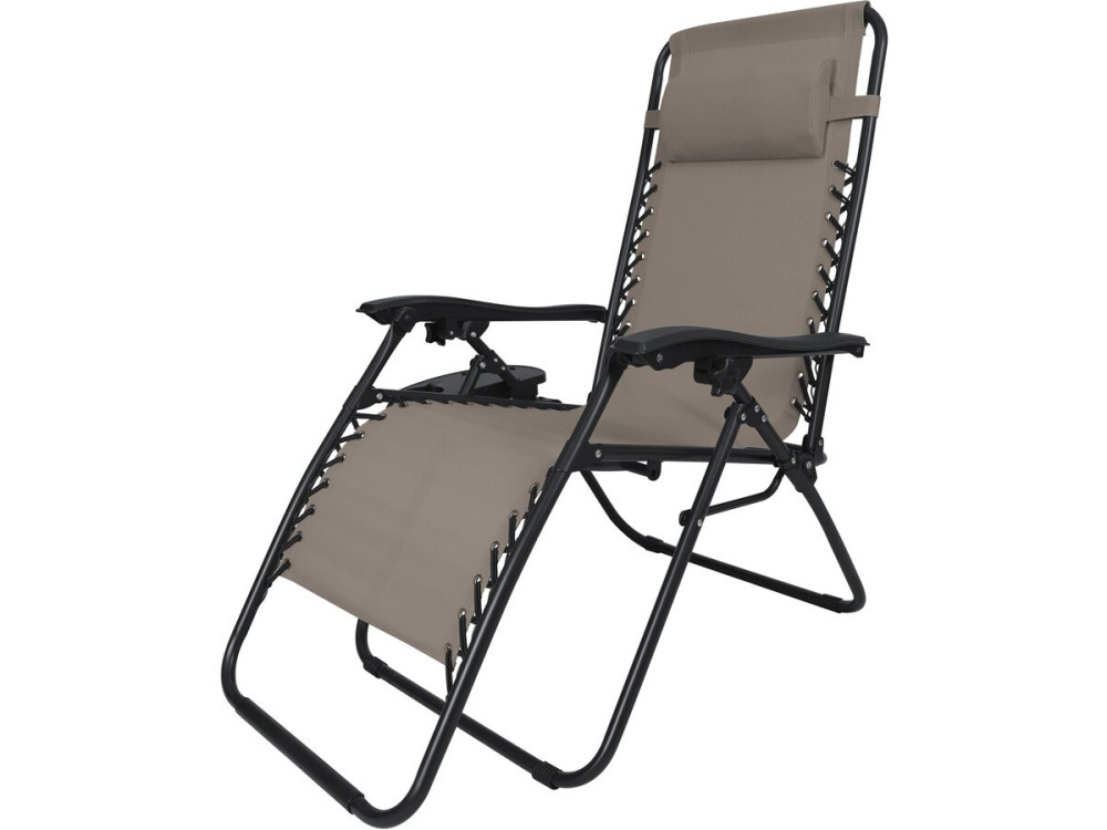 Set van 2 "Sintra" zero gravity verstelbare tuinstoelen met gewatteerde kussens - Taupe