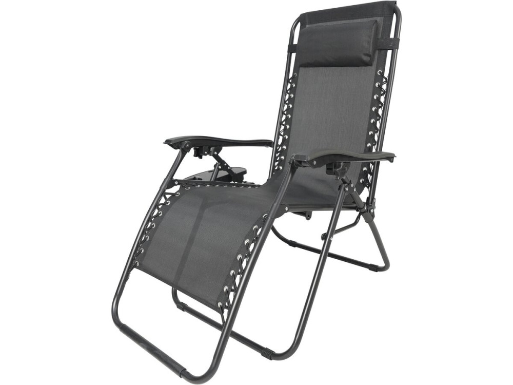 Set van 2 "Sintra" zero gravity verstelbare tuinstoelen met gewatteerde kussens - Zwart