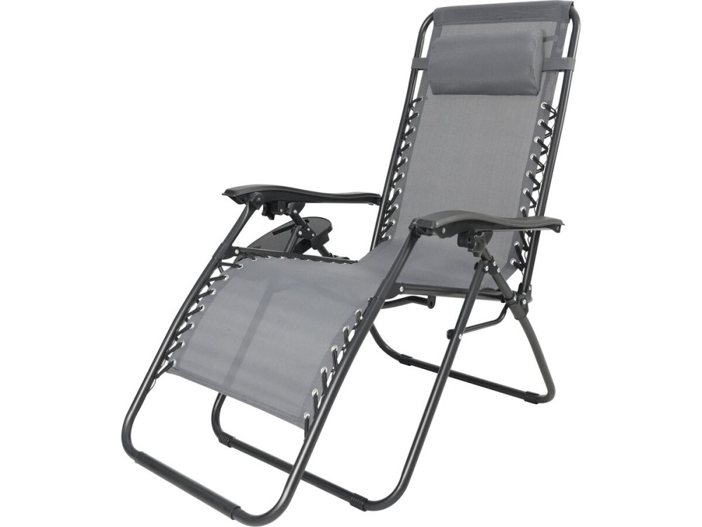 Set van 2 "Sintra" zero gravity verstelbare tuinstoelen met gewatteerde kussens - Grijs