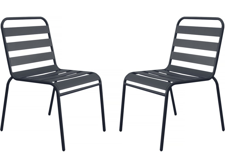 Set van 2 stapelbare metalen tuinstoelen "Bilbao" - Grijs