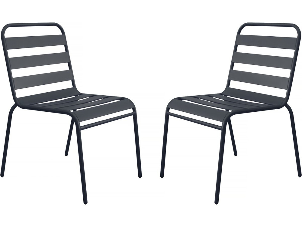 Set van 2 stapelbare metalen tuinstoelen "Bilbao" - Grijs