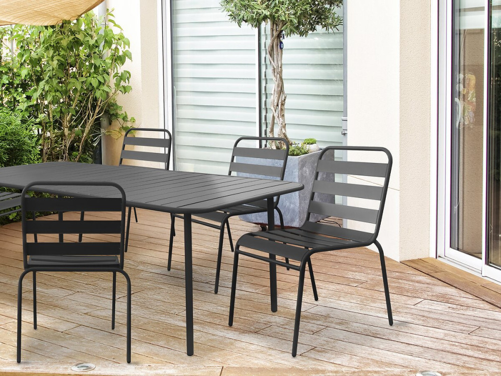Set van 2 stapelbare metalen tuinstoelen "Bilbao" - Grijs