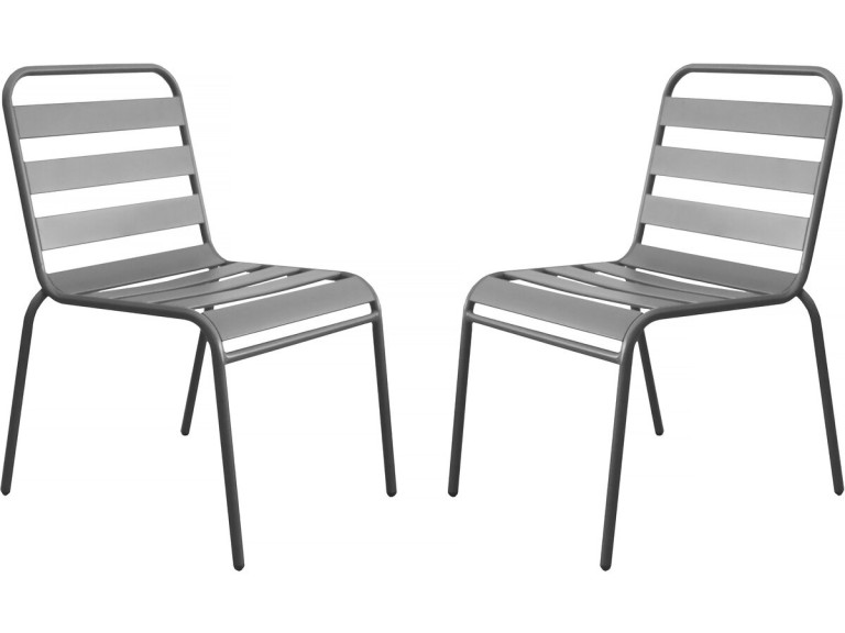 Set van 2 stapelbare metalen tuinstoelen "Bilbao" - Taupe