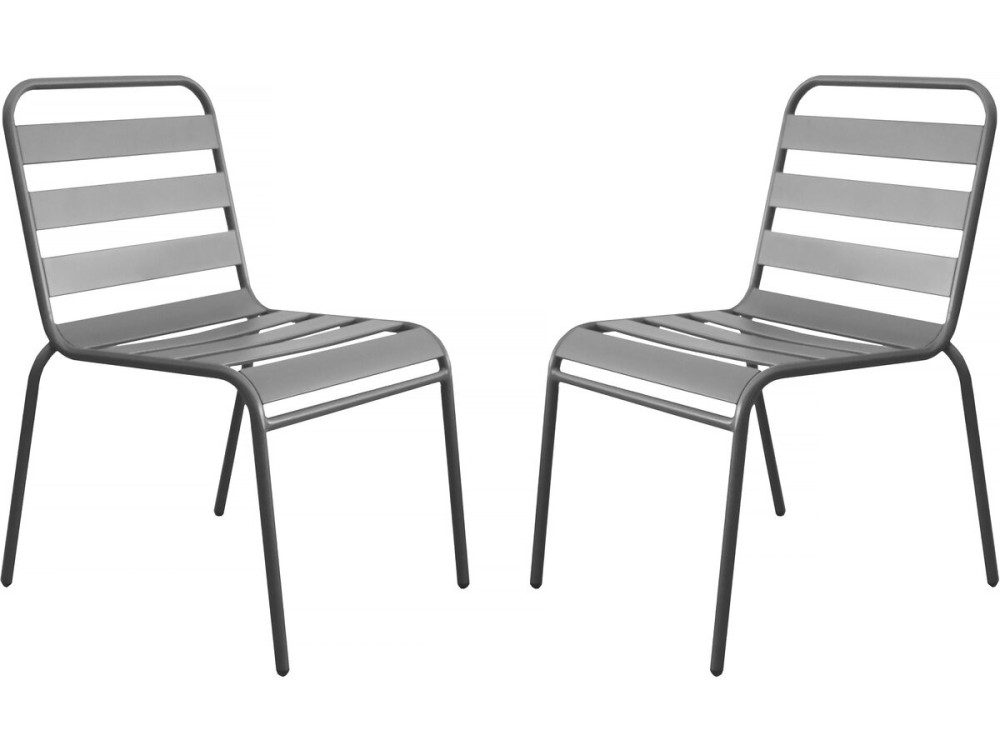 Set van 2 stapelbare metalen tuinstoelen "Bilbao" - Taupe